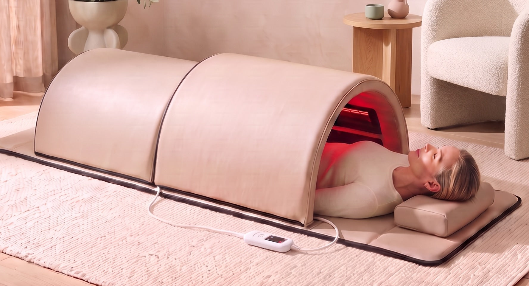 Flawless Rituals Infrared Sauna Dome in a bright living room
